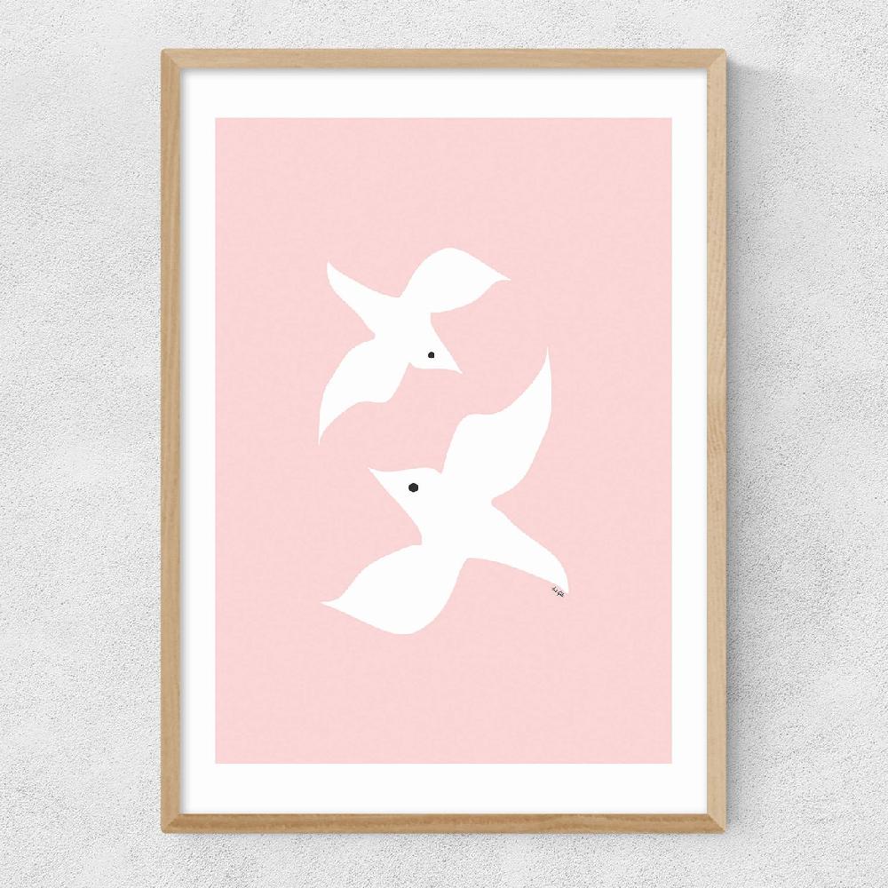 East End Prints Love Birds In Pink