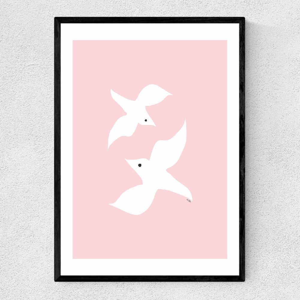 east end prints Love Birds In Pink
