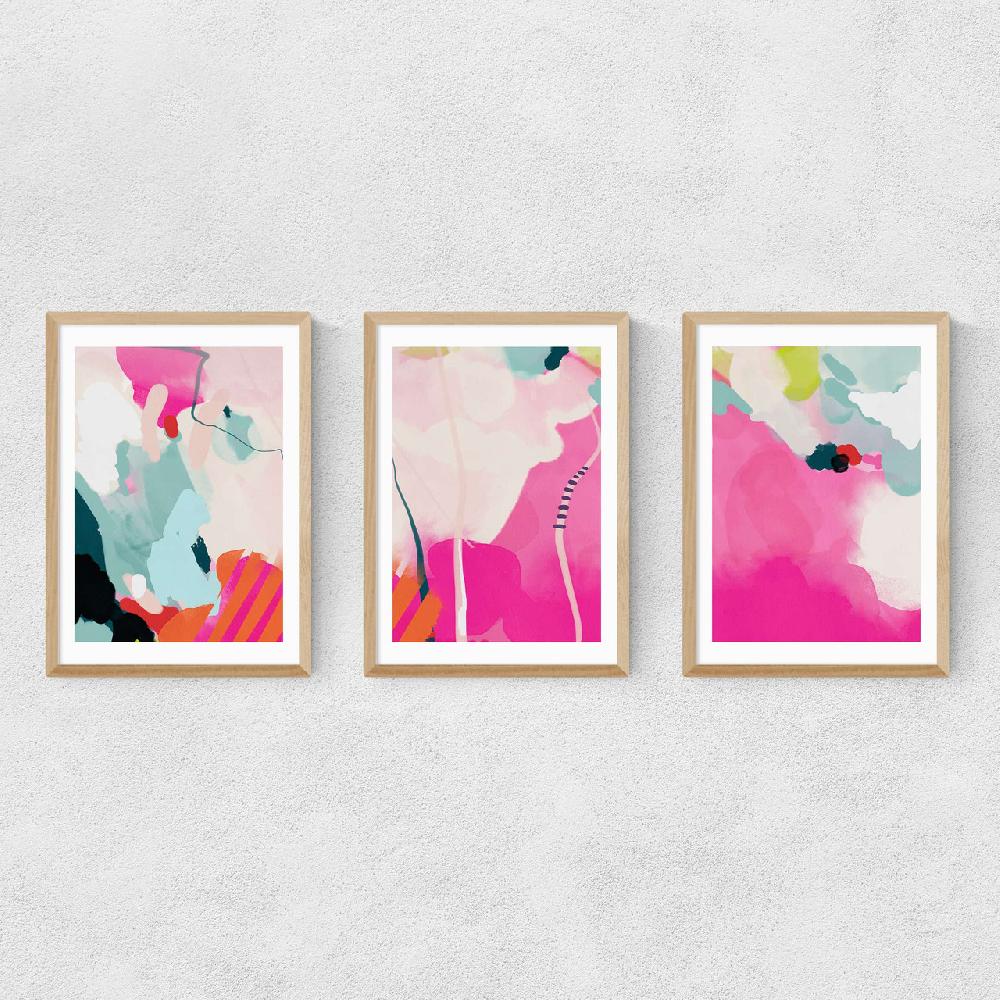 East End Prints Lune Pink Sky Triptych