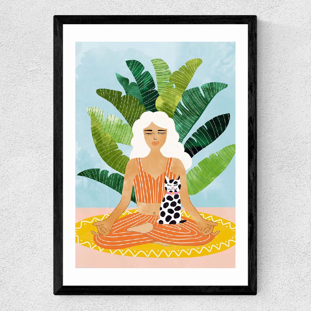 East End Prints Meditation With Cat