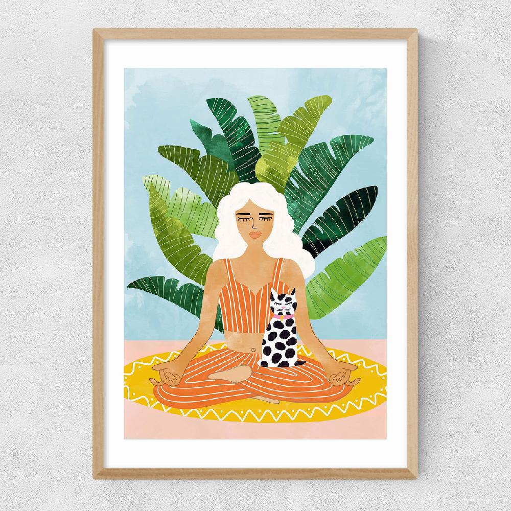 East End Prints Meditation With Cat