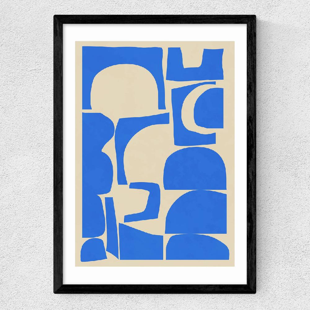 East End Prints Modern Abstract Shapes In Blue