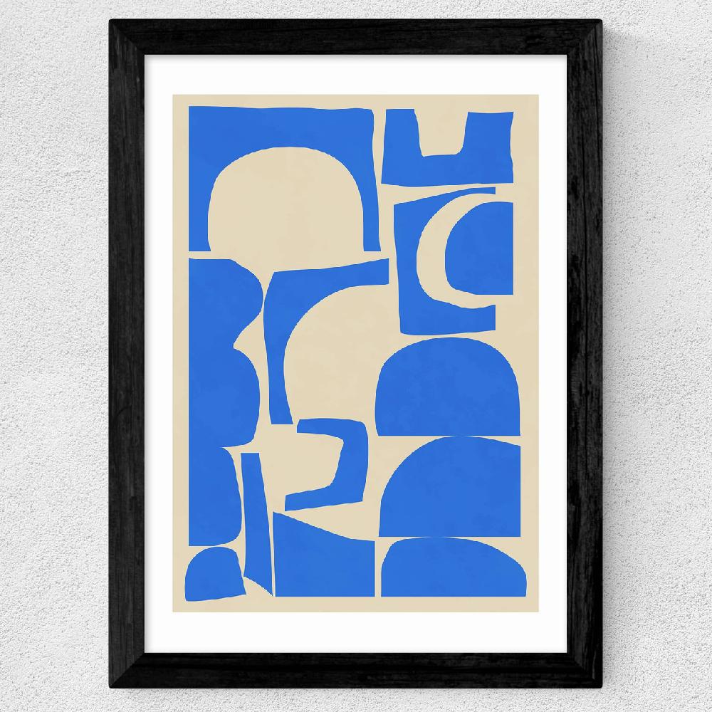 East End Prints Modern Abstract Shapes In Blue
