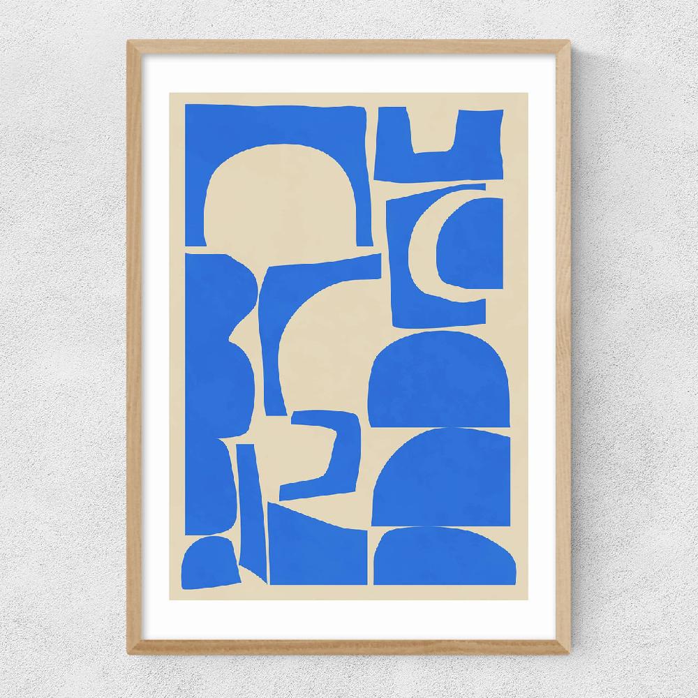 East End Prints Modern Abstract Shapes In Blue
