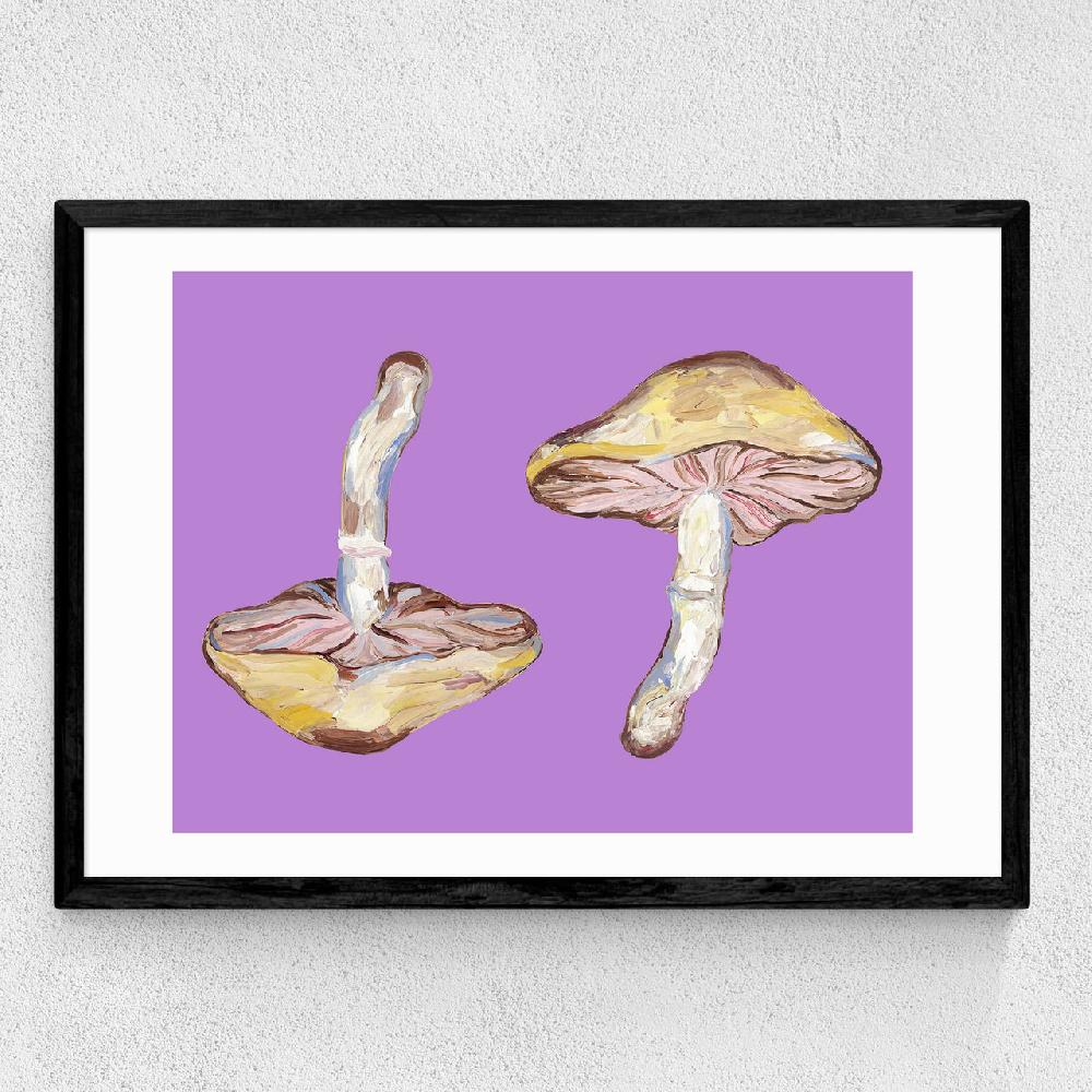 East End Prints Mushrooms On Purple