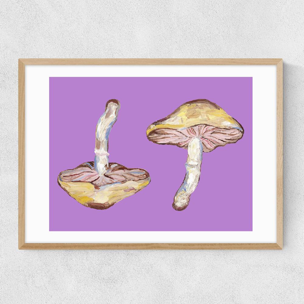 East End Prints Mushrooms On Purple
