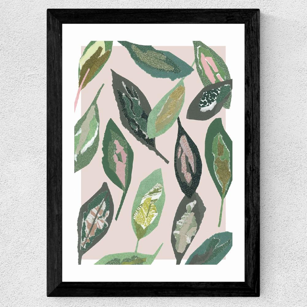 East End Prints Muted Collage Foliage Leaves