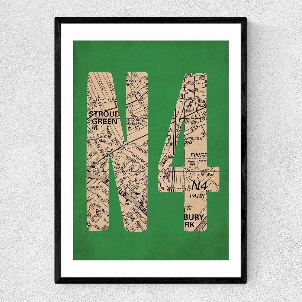 east end prints N4 Postcode Map