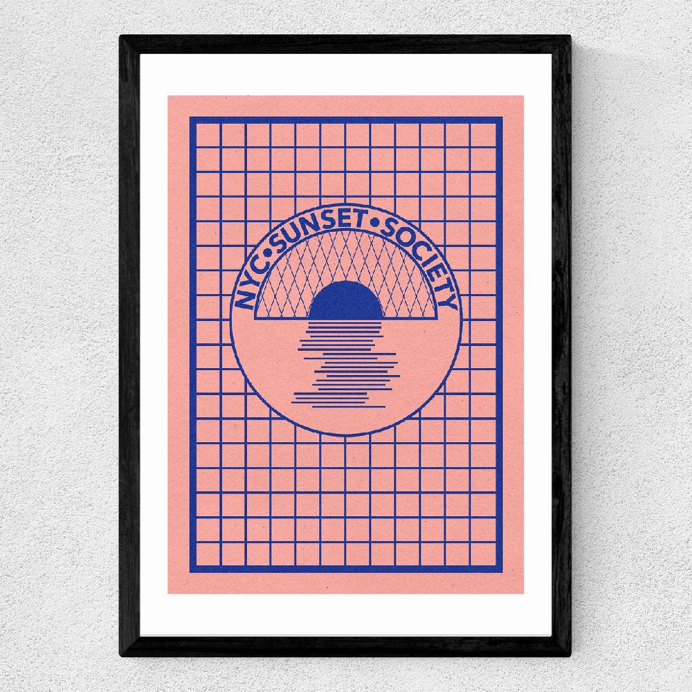 East End Prints NYC Sunset Society Blue