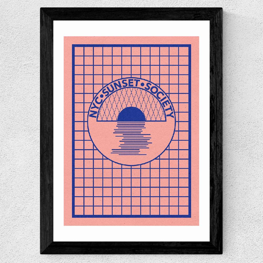 East End Prints NYC Sunset Society Blue