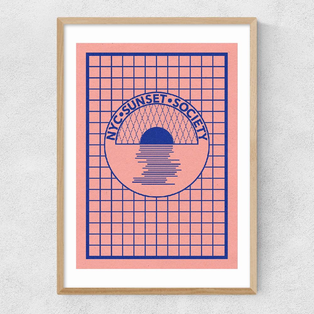 East End Prints NYC Sunset Society Blue