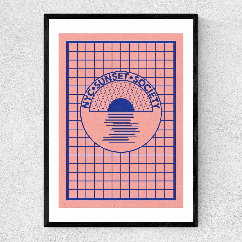 east end prints NYC Sunset Society Blue