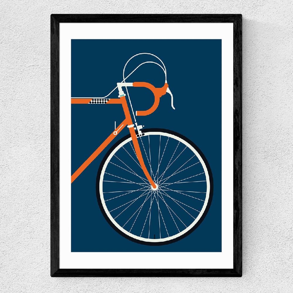 East End Prints Orange Coloured Race Bike
