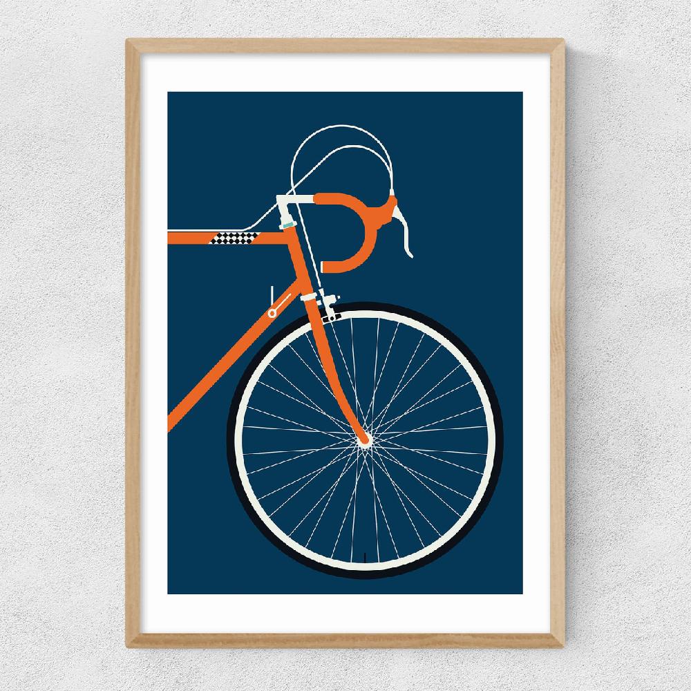 East End Prints Orange Coloured Race Bike