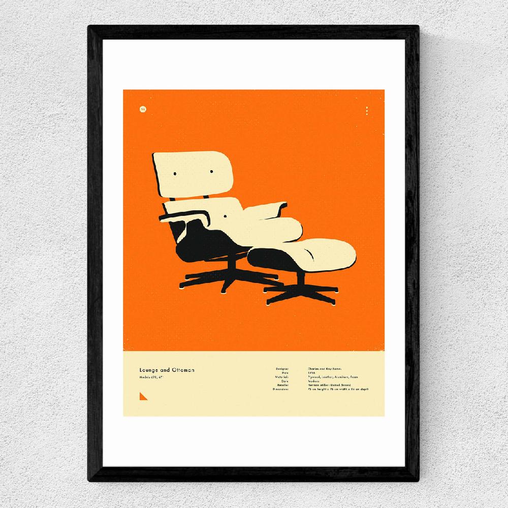 East End Prints Orange Lounge Chair