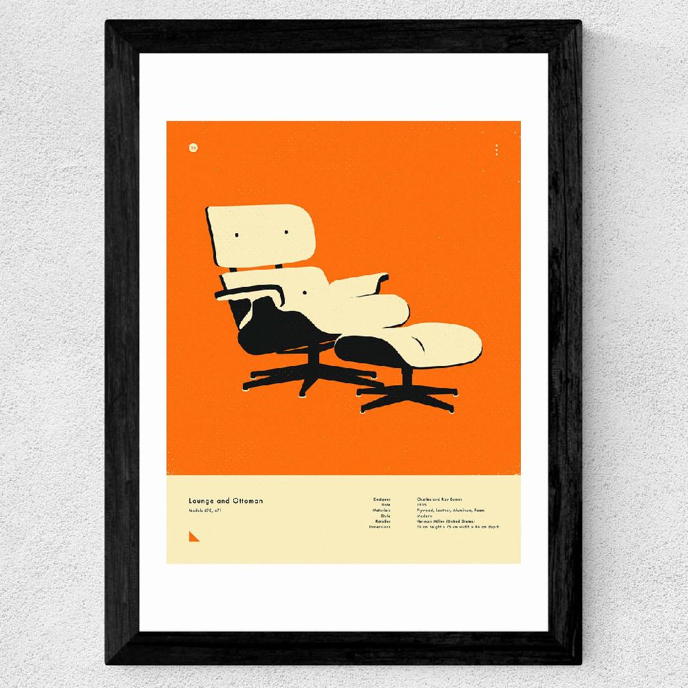 East End Prints Orange Lounge Chair