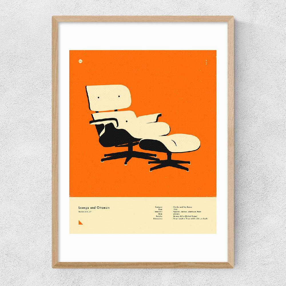 East End Prints Orange Lounge Chair