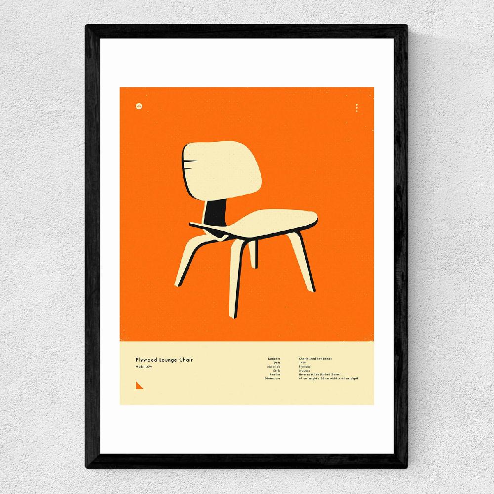 East End Prints Orange Plywood Lounge Chair