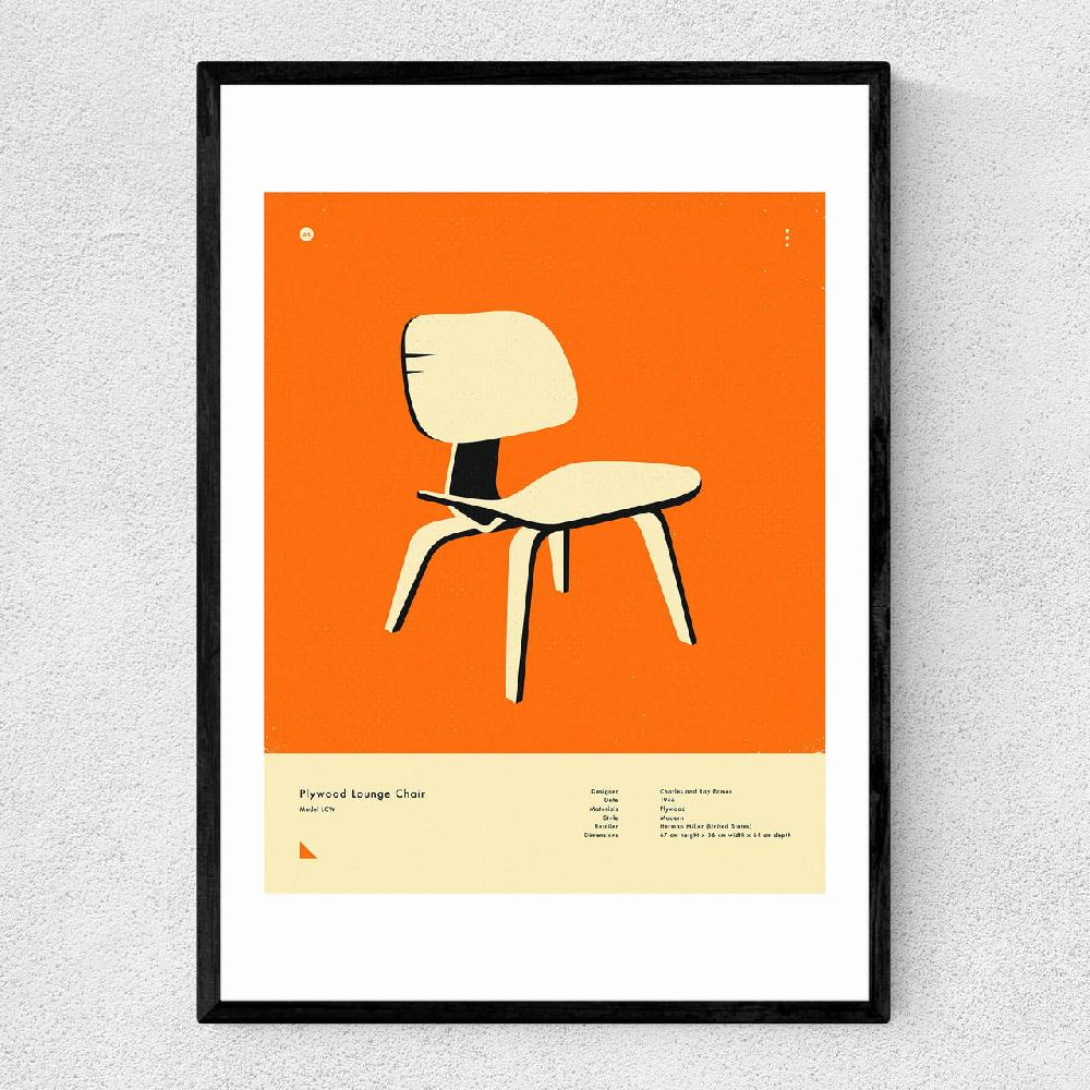 east end prints Orange Plywood Lounge Chair