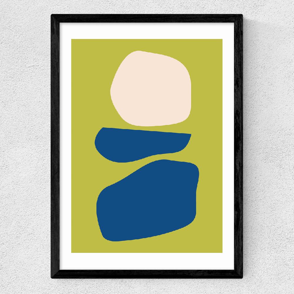 East End Prints Organic Shapes Blue Lime