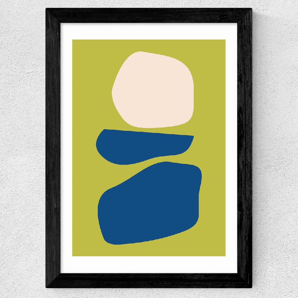 East End Prints Organic Shapes Blue Lime
