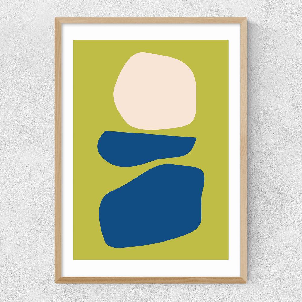 East End Prints Organic Shapes Blue Lime