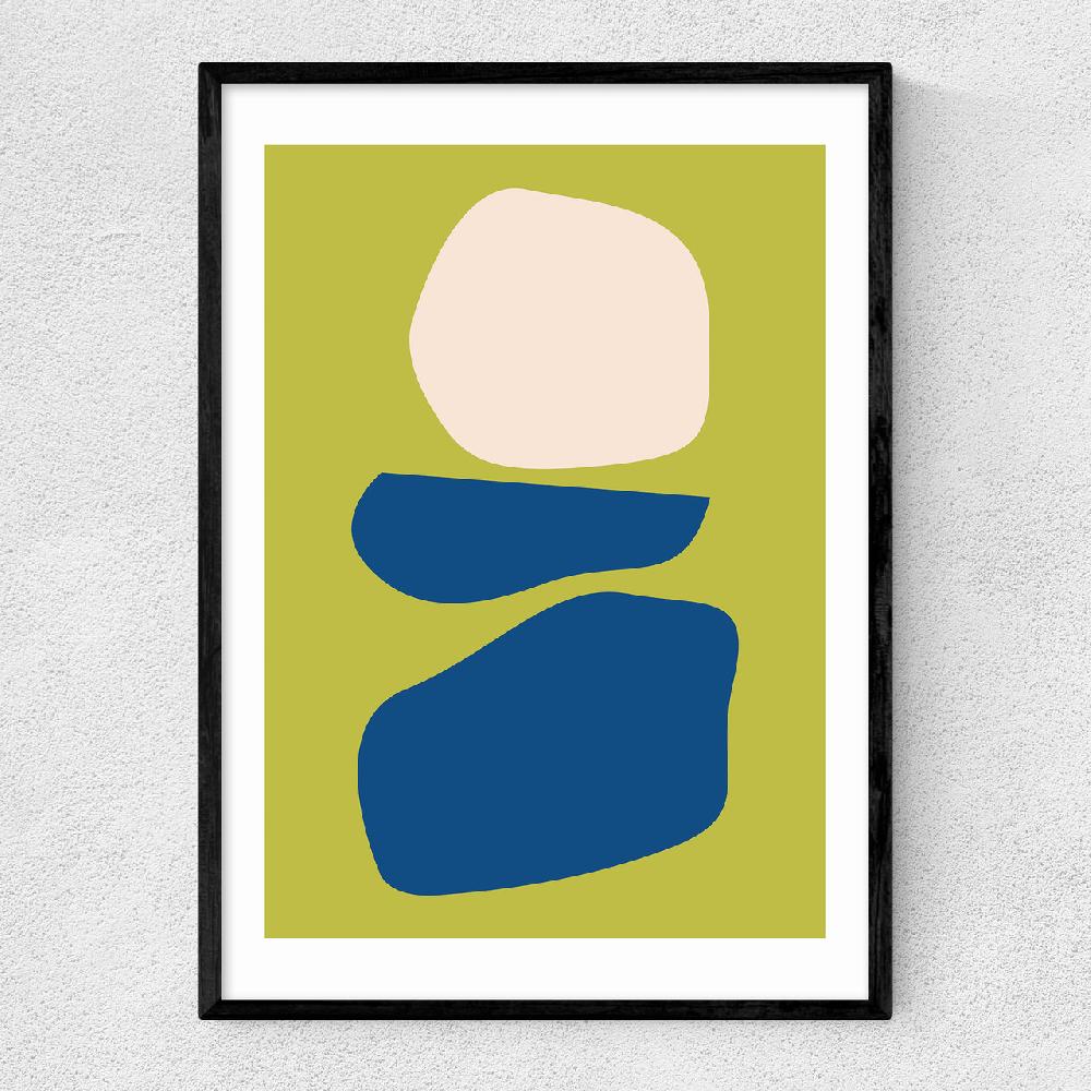 East End Prints Organic Shapes Blue Lime