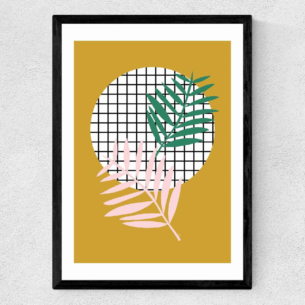 East End Prints Palm Leaves In Mustard