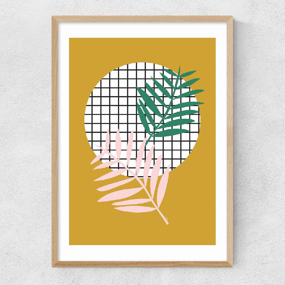 East End Prints Palm Leaves In Mustard