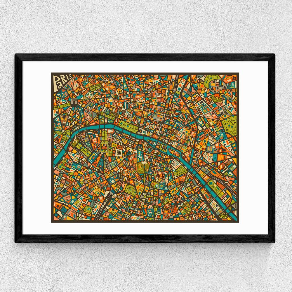 East End Prints Paris Street Map By Jazzberry Blue