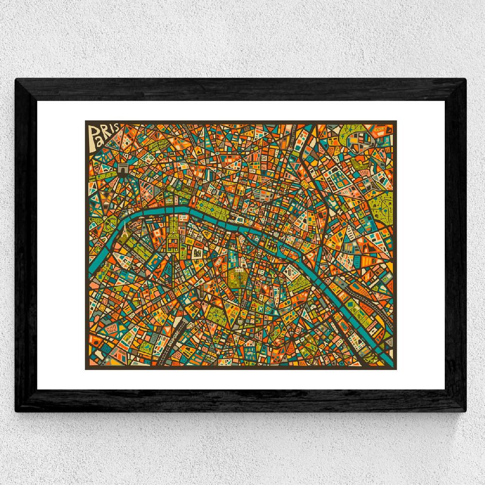 East End Prints Paris Street Map By Jazzberry Blue