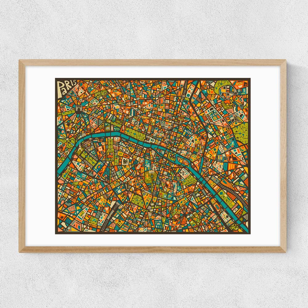 East End Prints Paris Street Map By Jazzberry Blue