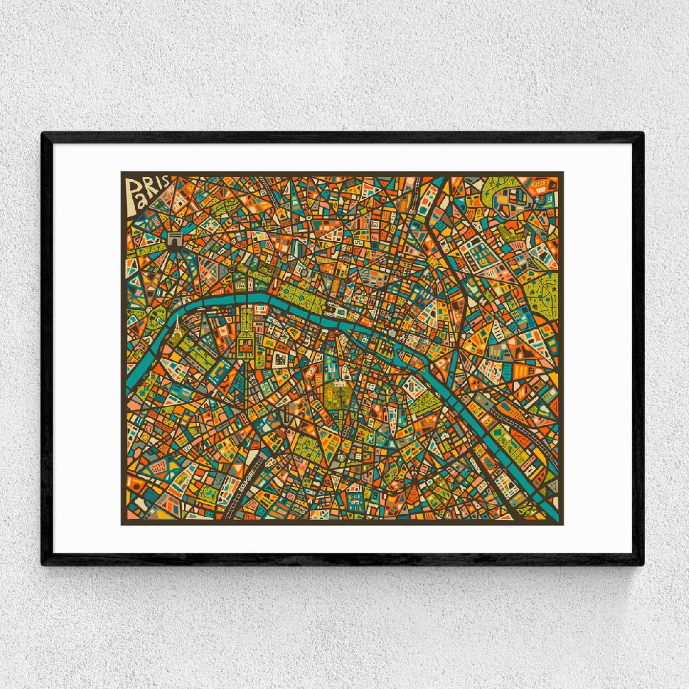 east end prints Paris Street Map by Jazzberry Blue