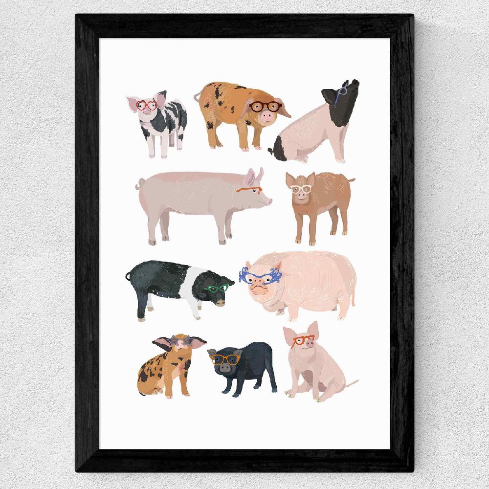 East End Prints Pigs In Glasses