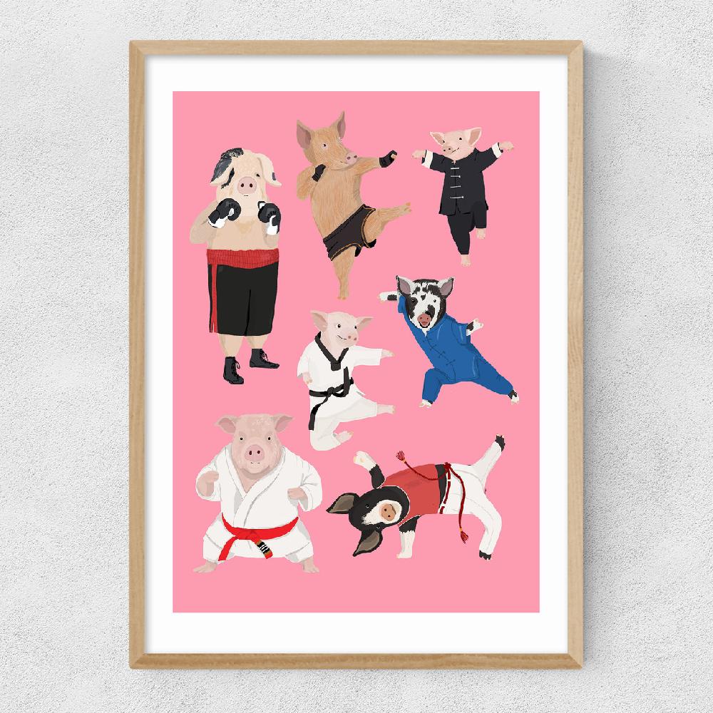 East End Prints Pigs Martial Art
