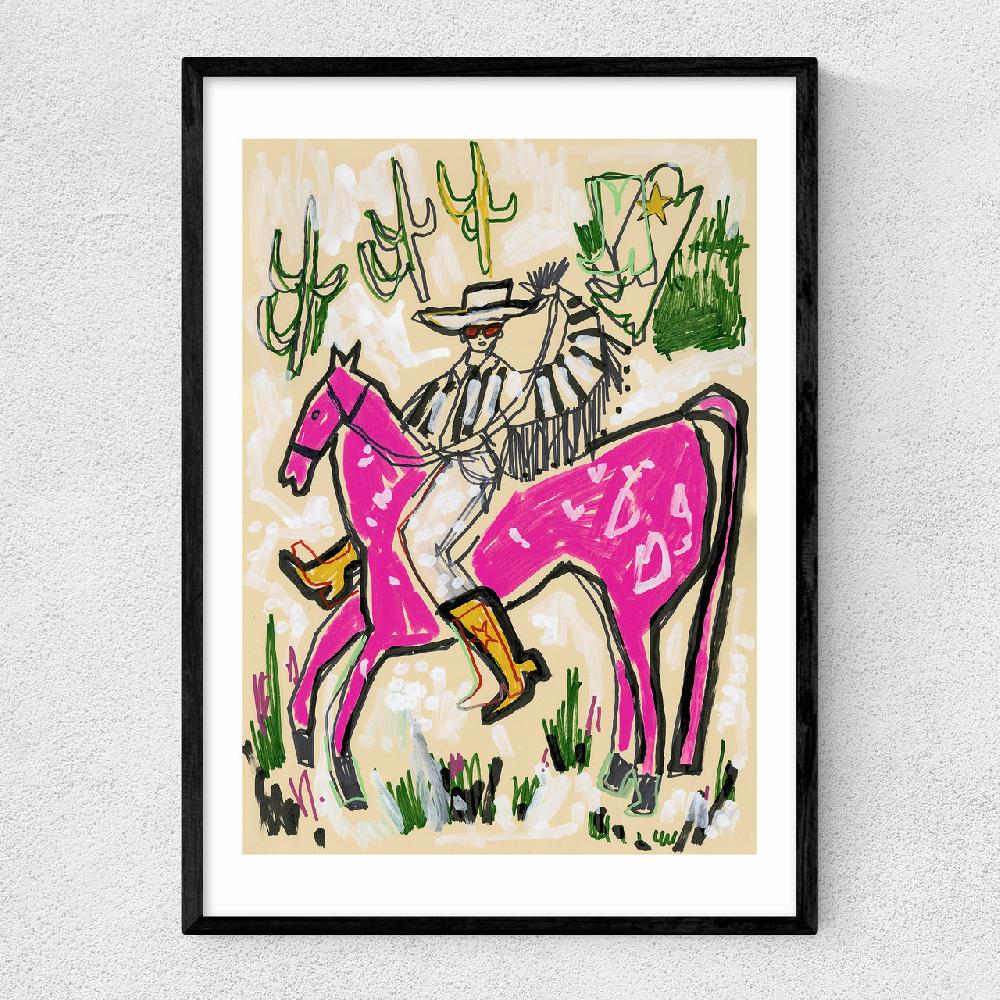 east end prints Pink Horse Cowboy