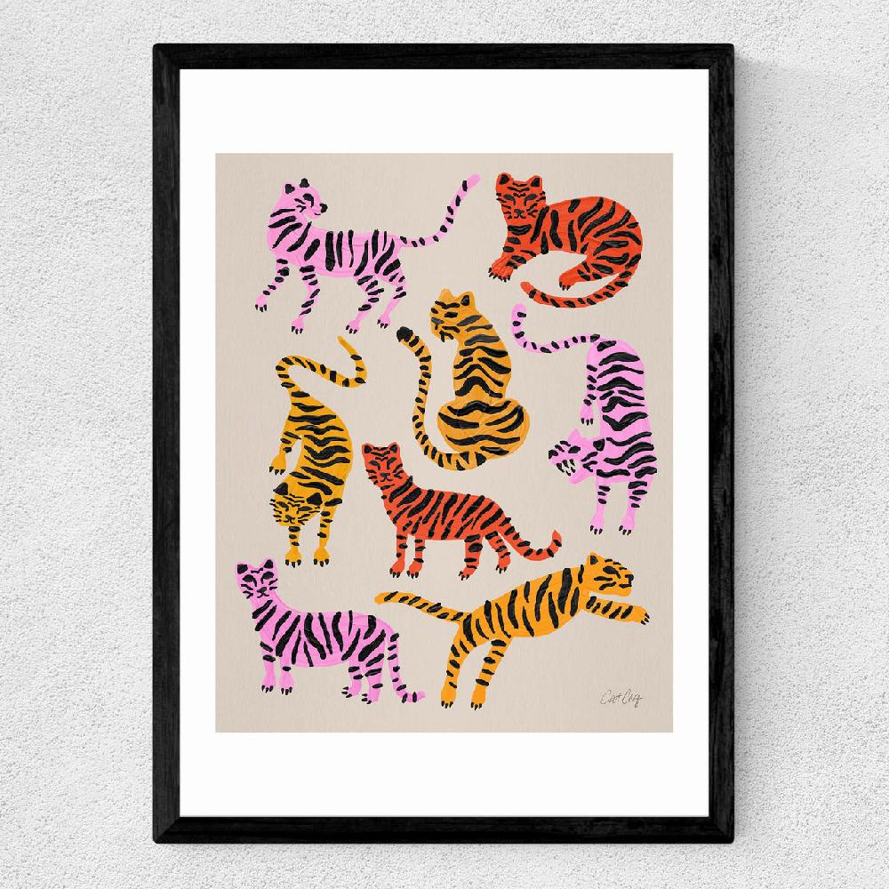 East End Prints Pink Yellow Tiger