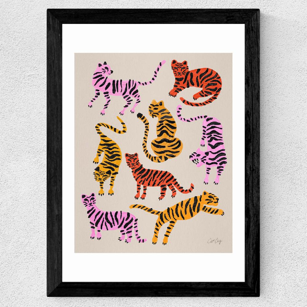 East End Prints Pink Yellow Tiger