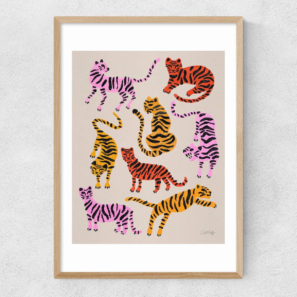 East End Prints Pink Yellow Tiger