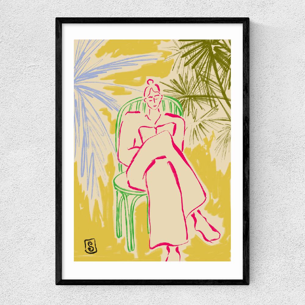 east end prints Reading Among Palm Trees