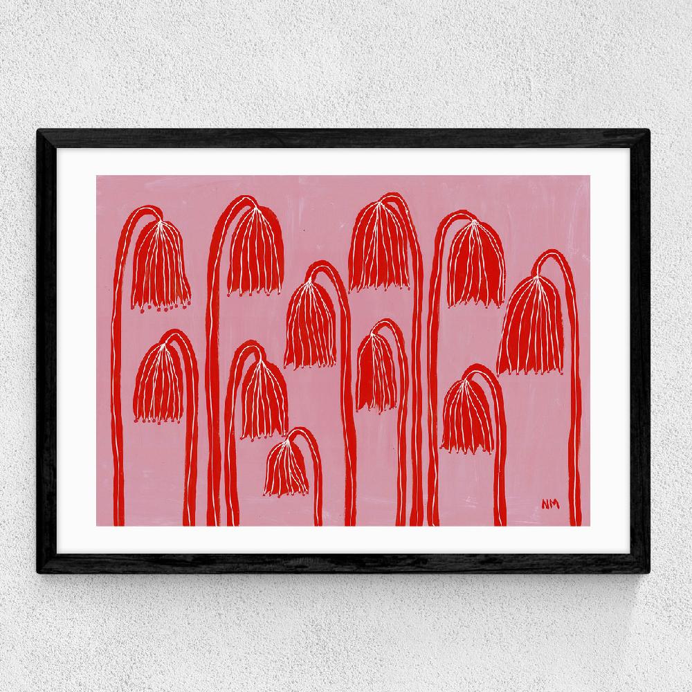 East End Prints Red Flowers Landscape