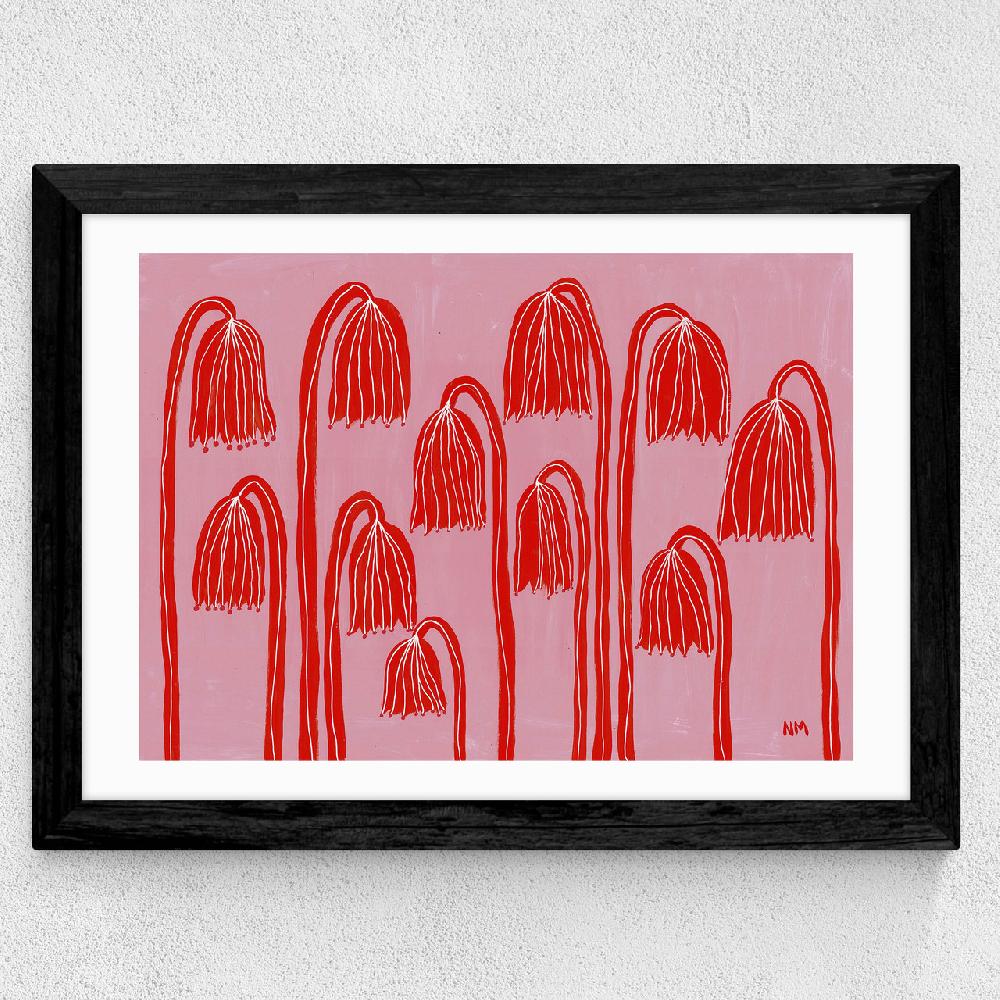East End Prints Red Flowers Landscape