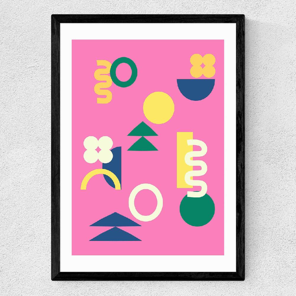 East End Prints Retro 90s Shapes In Pink