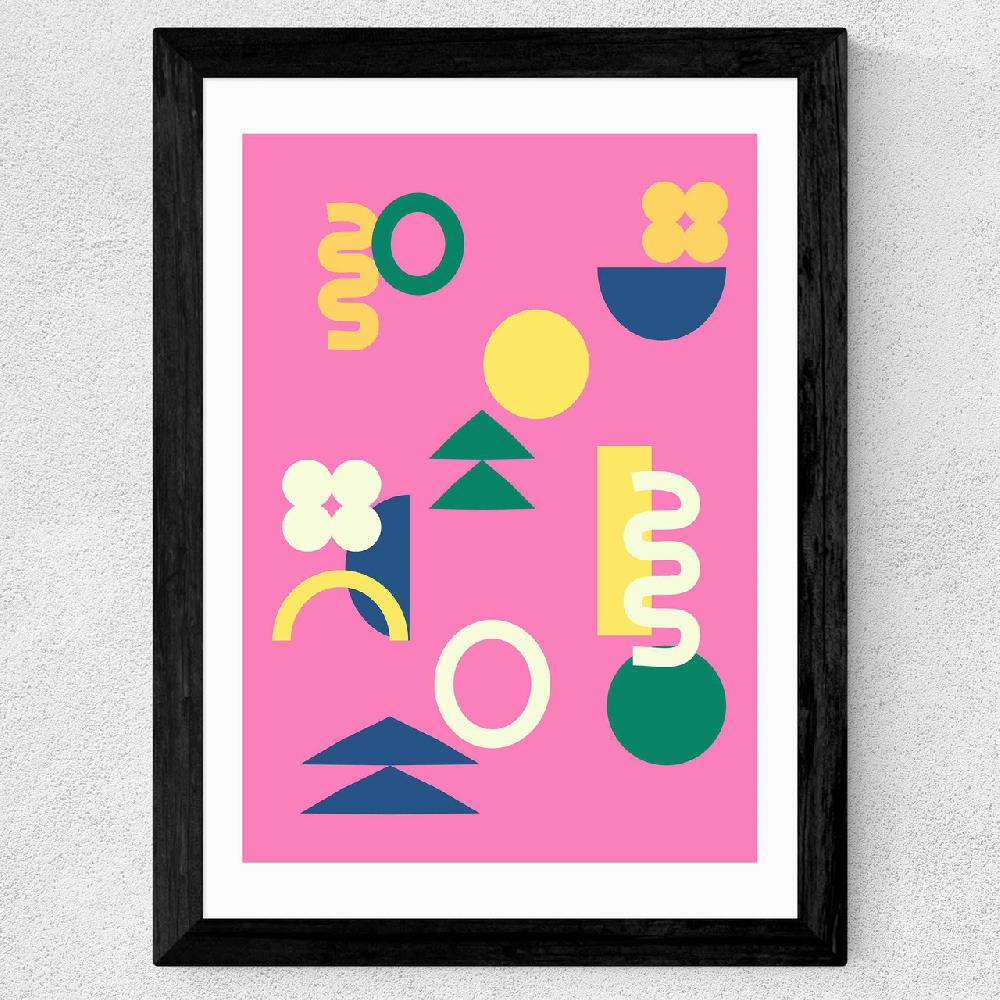 East End Prints Retro 90s Shapes In Pink