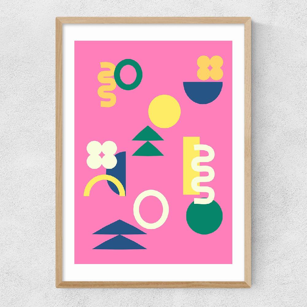 East End Prints Retro 90s Shapes In Pink