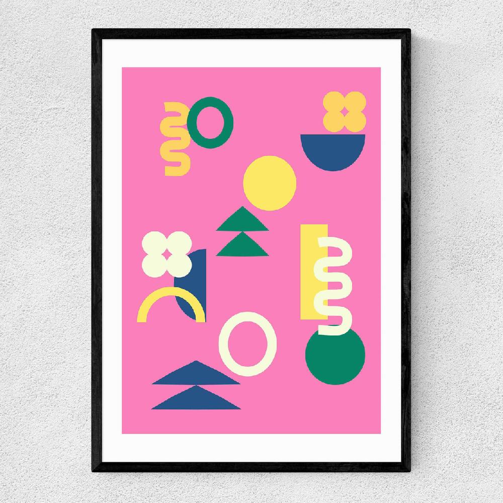 east end prints Retro 90s Shapes in Pink