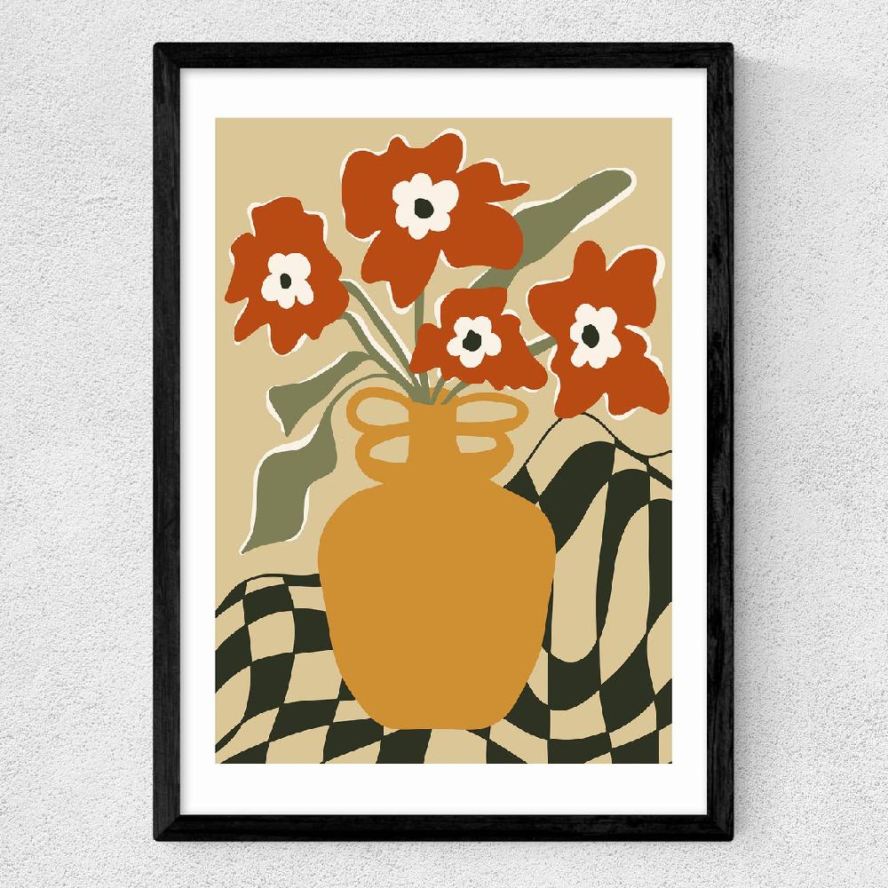 East End Prints Retro Checkered Flower Pot