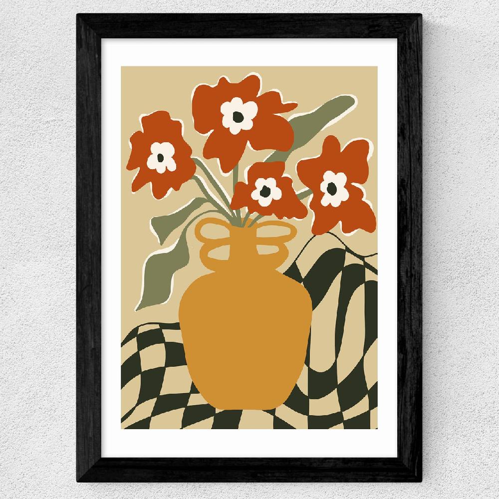 East End Prints Retro Checkered Flower Pot