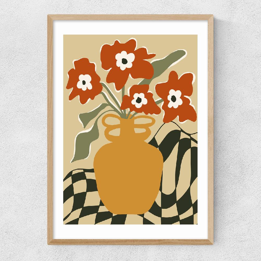East End Prints Retro Checkered Flower Pot