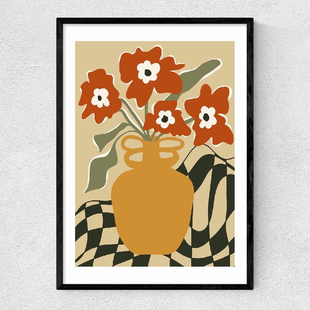 east end prints Retro Checkered Flower Pot